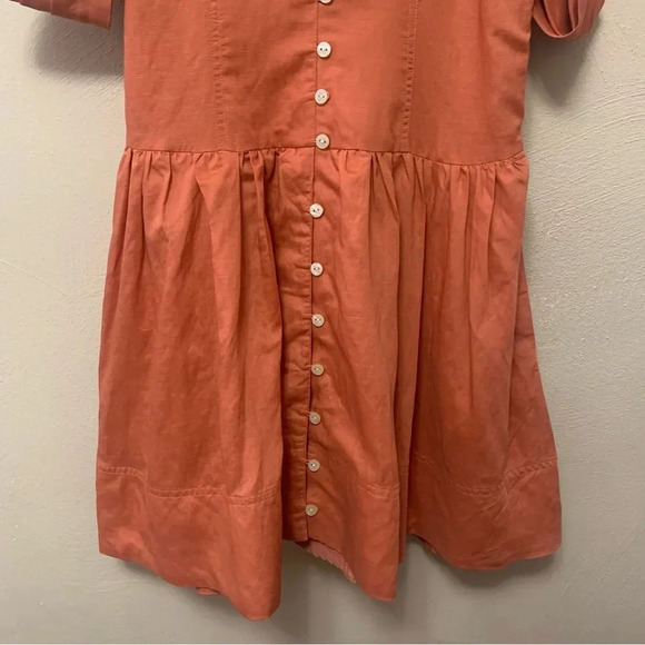 Anthropologie Off-The-Shoulder Linen Mini Dress Size Medium - Picture 8 of 16